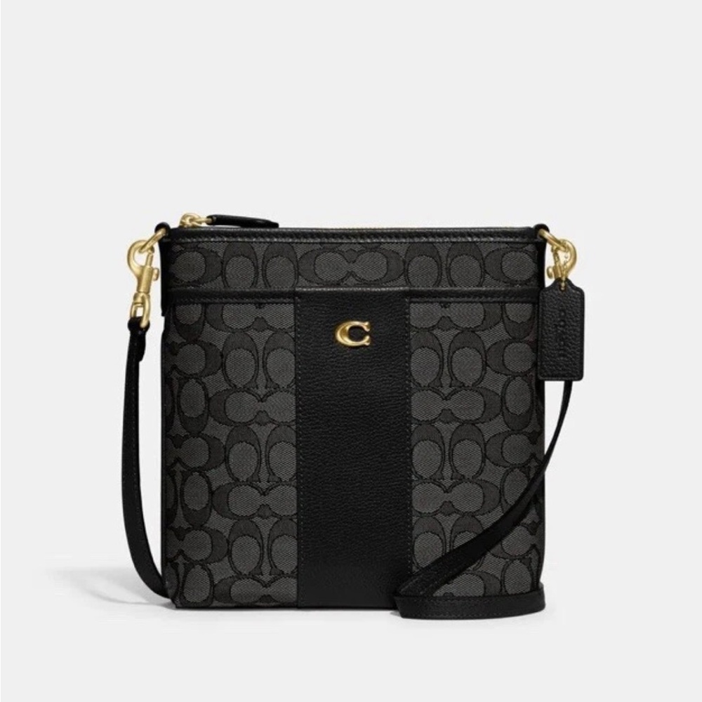 Coach Black Signature Crossbody Bag with Gold Hardware